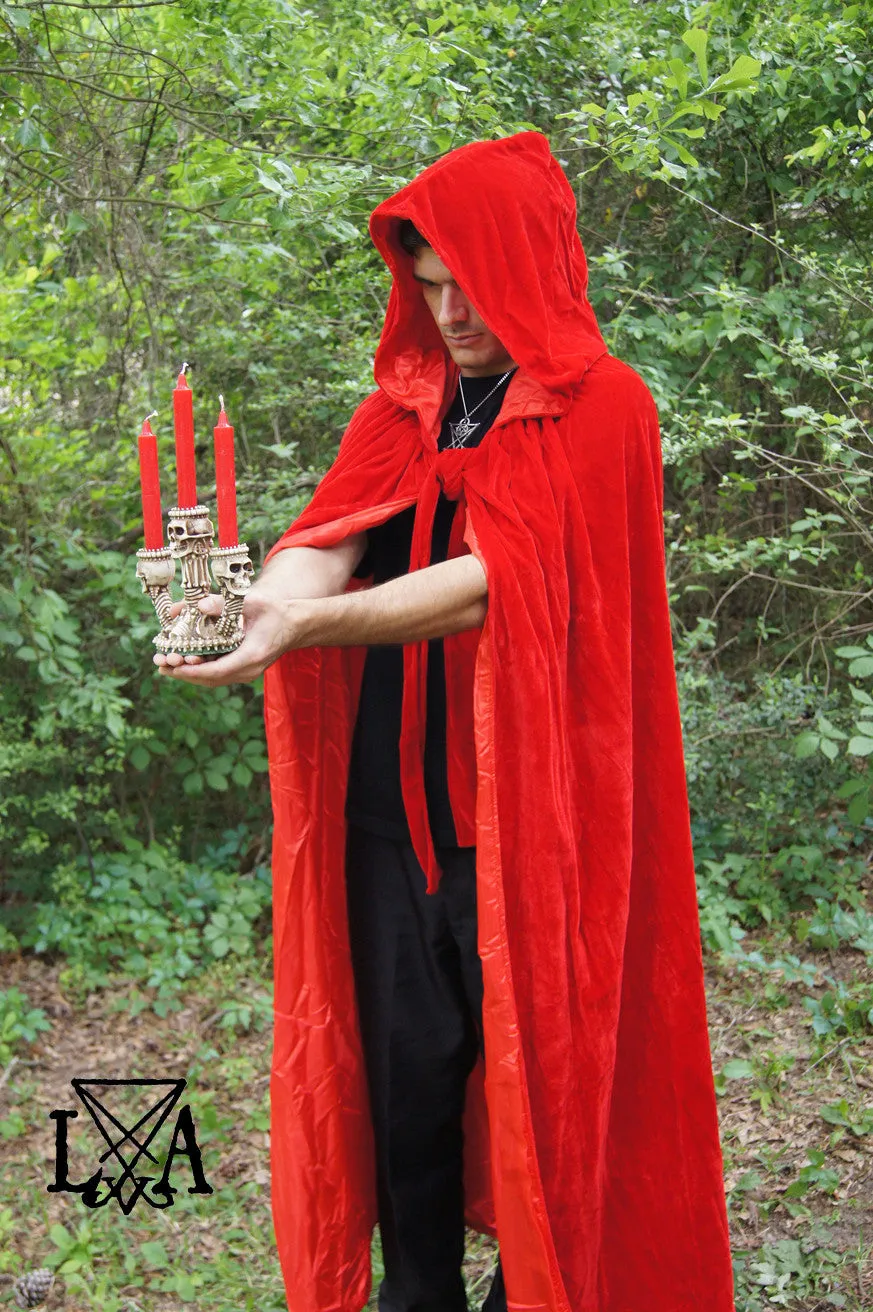 Babalon High Quality Velvet and Satin Cloak. Red Velvet lined with Red Satin