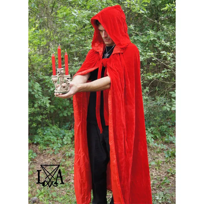 Babalon High Quality Velvet and Satin Cloak. Red Velvet lined with Red Satin