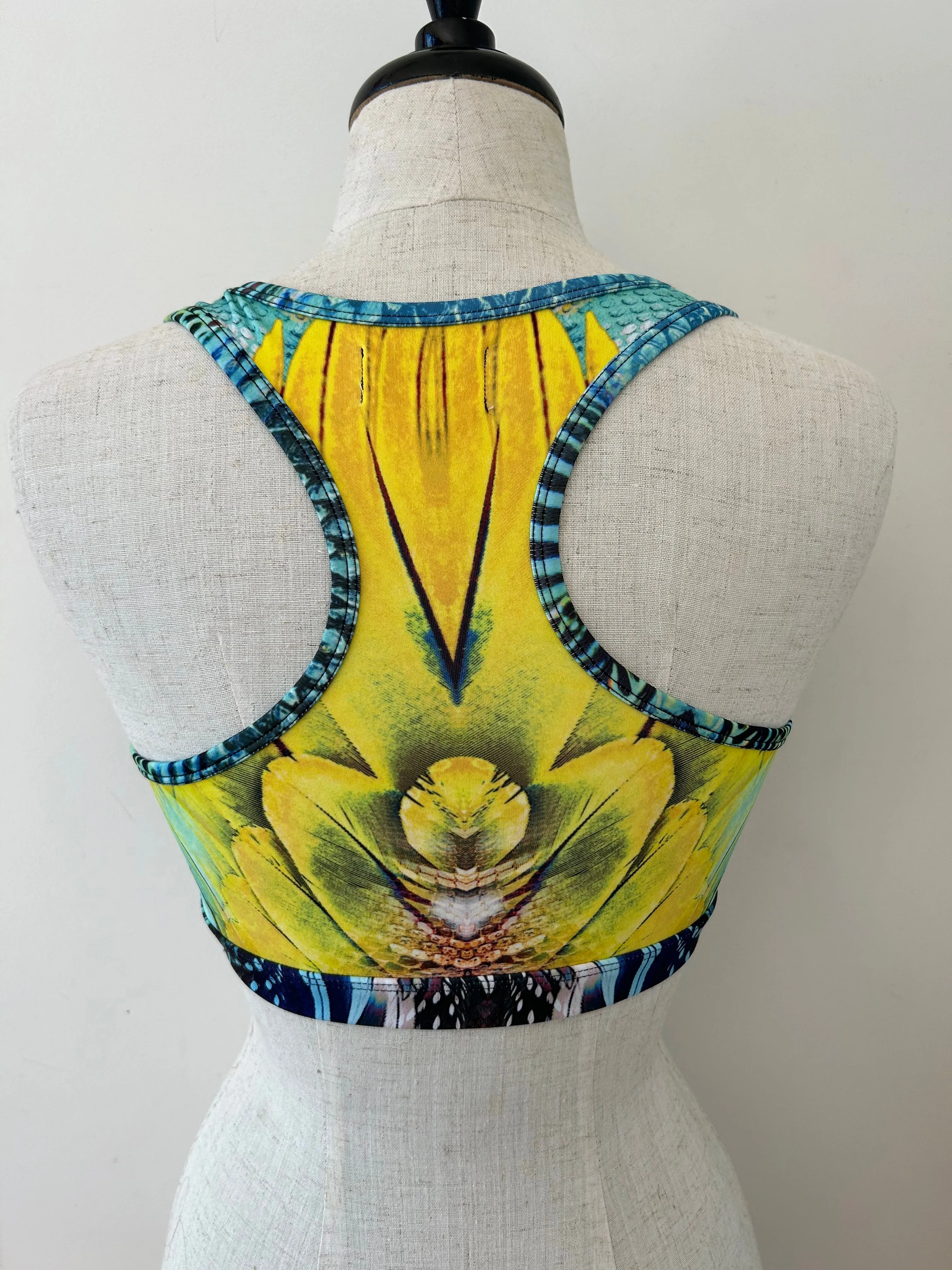 Cropped racer back top exotica yellow