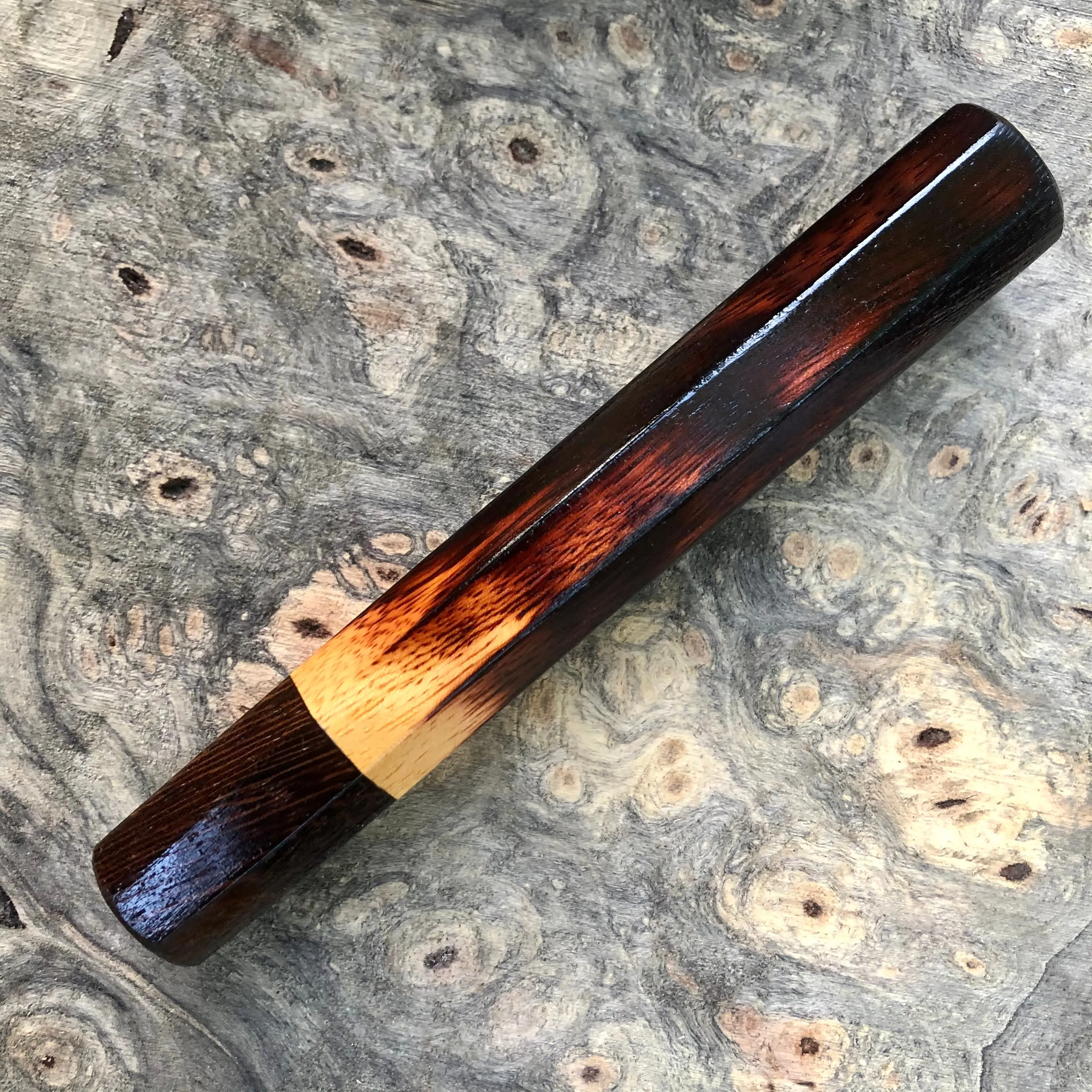 Custom Japanese Knife Handle - burnt osage orange