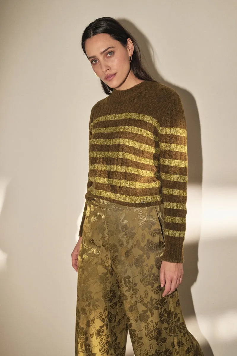 Dedra Stripe Knit in Fir Green 156240MV1 by Mos Mosh