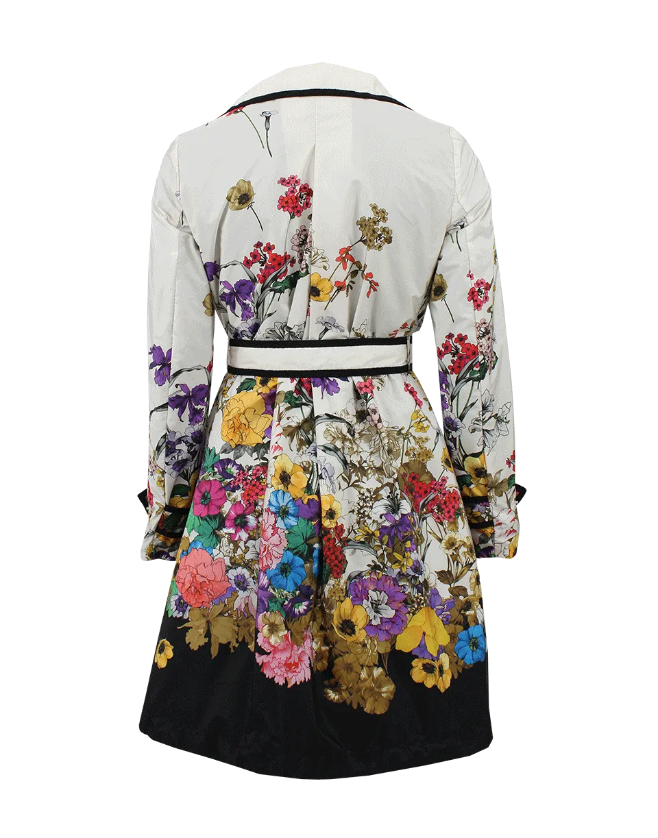 Floral Print Trench With Belt