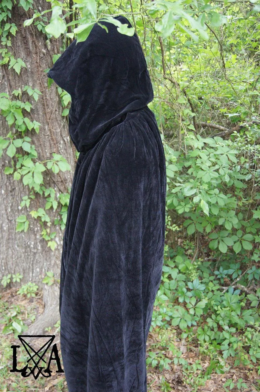 High Quality Velvet and Satin Cloak. Black Velvet lined with Black Satin