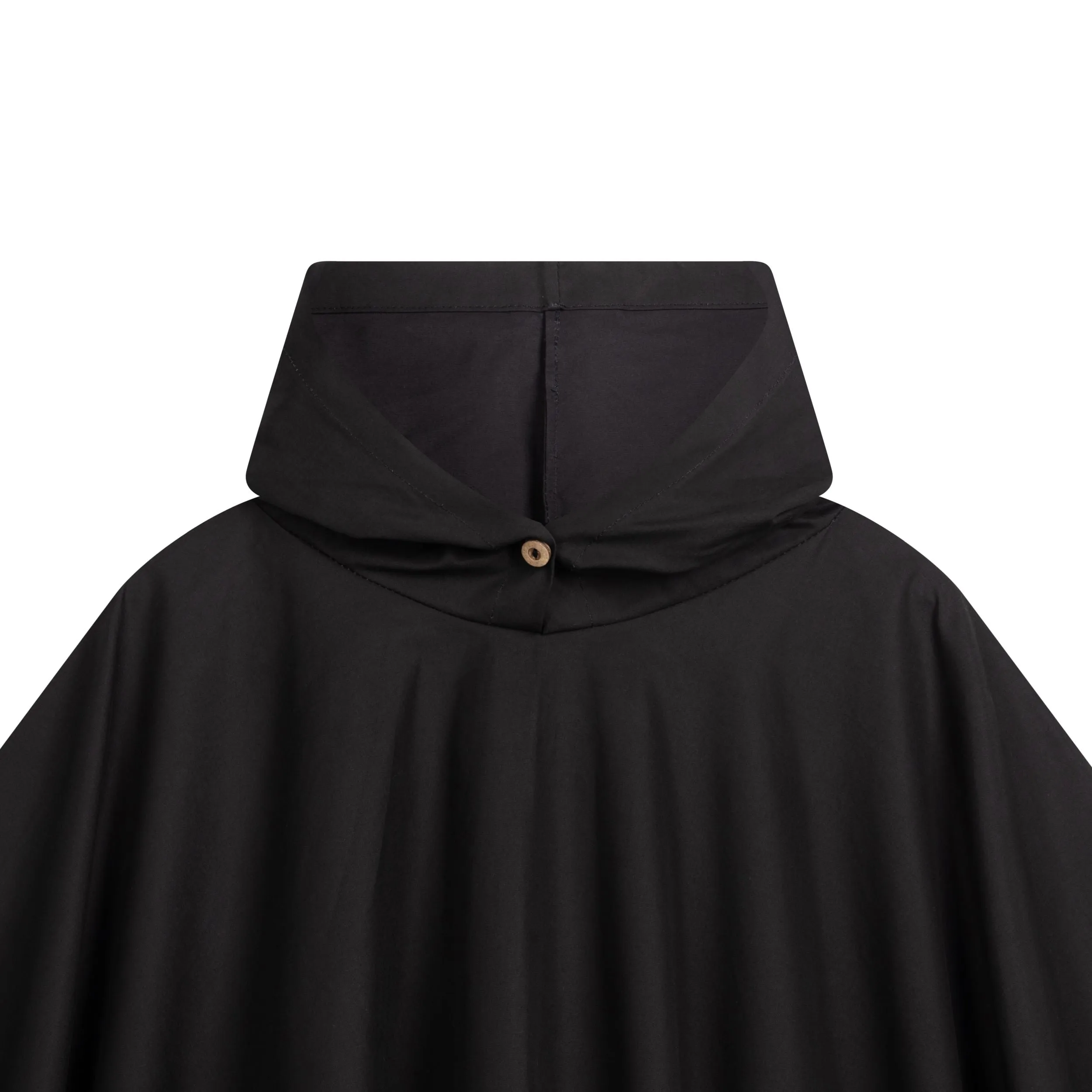 Long Hooded Rain Cape in Black
