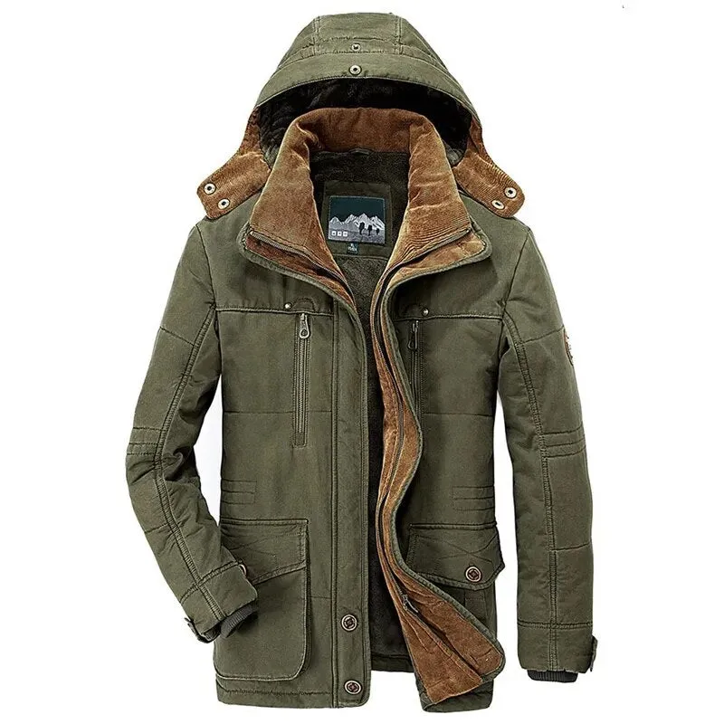 Men 2023 Winter New Fleece Warm Thick Windproof Parkas Jackets Coat Men Autumn Fashion Hooded Casual Tactics Military Parkas Men