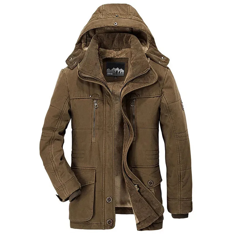 Men 2023 Winter New Fleece Warm Thick Windproof Parkas Jackets Coat Men Autumn Fashion Hooded Casual Tactics Military Parkas Men