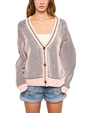 Moonbeam Ribbed Contrast Cardigan