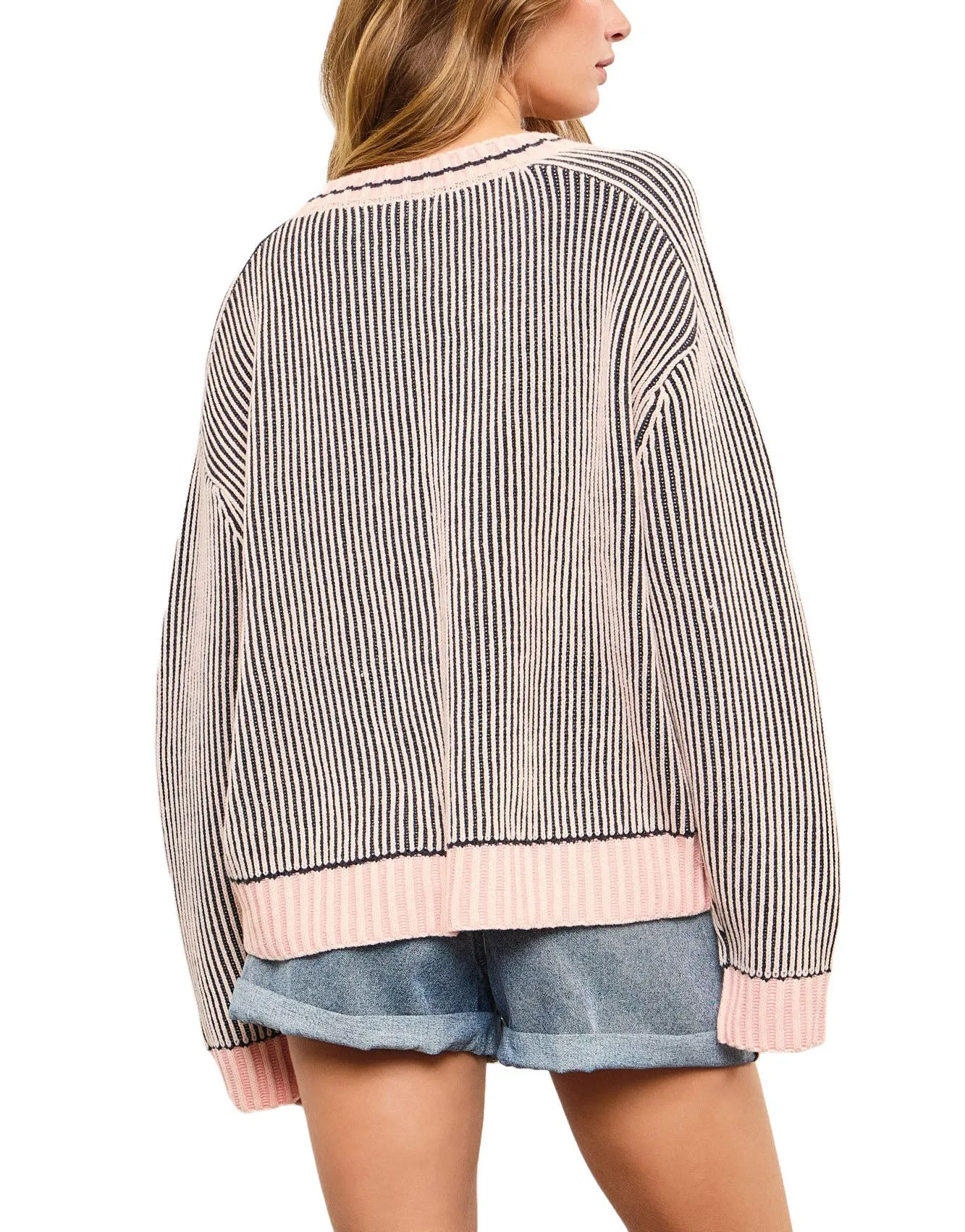 Moonbeam Ribbed Contrast Cardigan