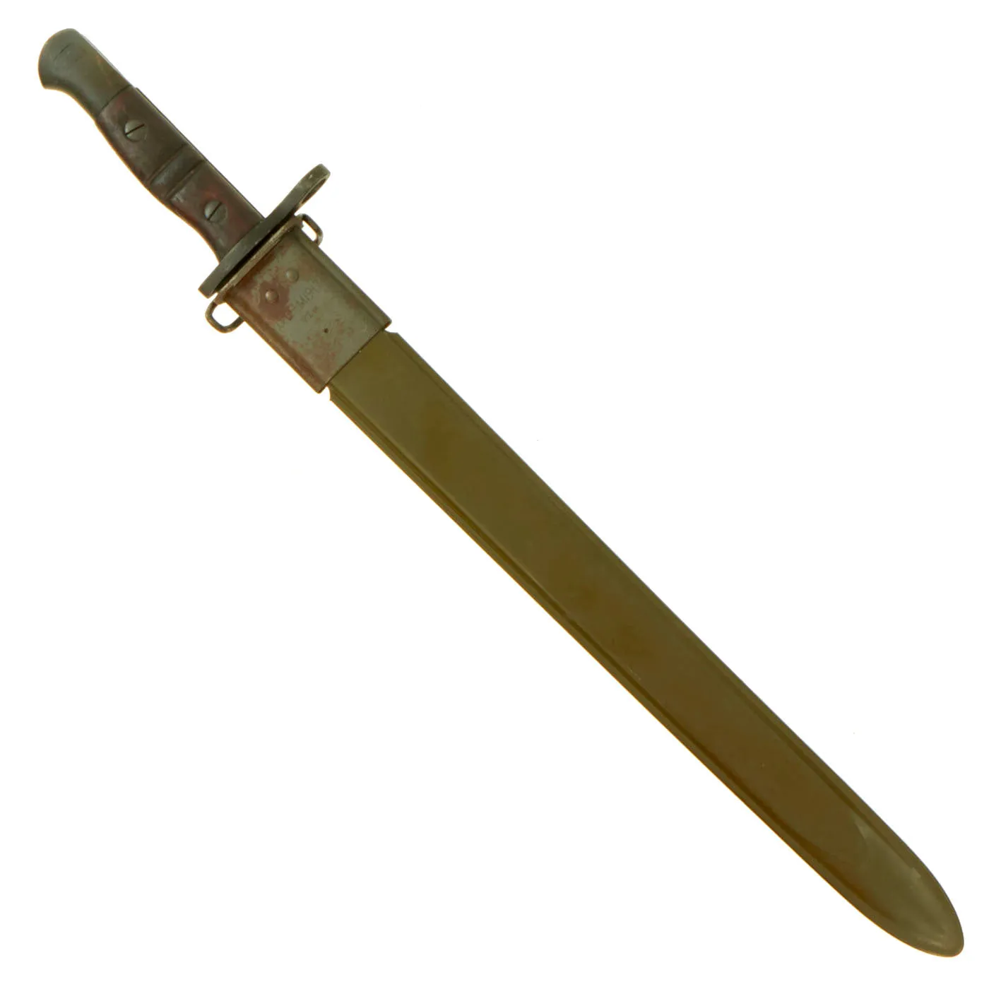 Original U.S. WWI M1917 Enfield British P1913 Overstamp Bayonet by Remington with M1917 Trench Gun Fiberglass Scabbard