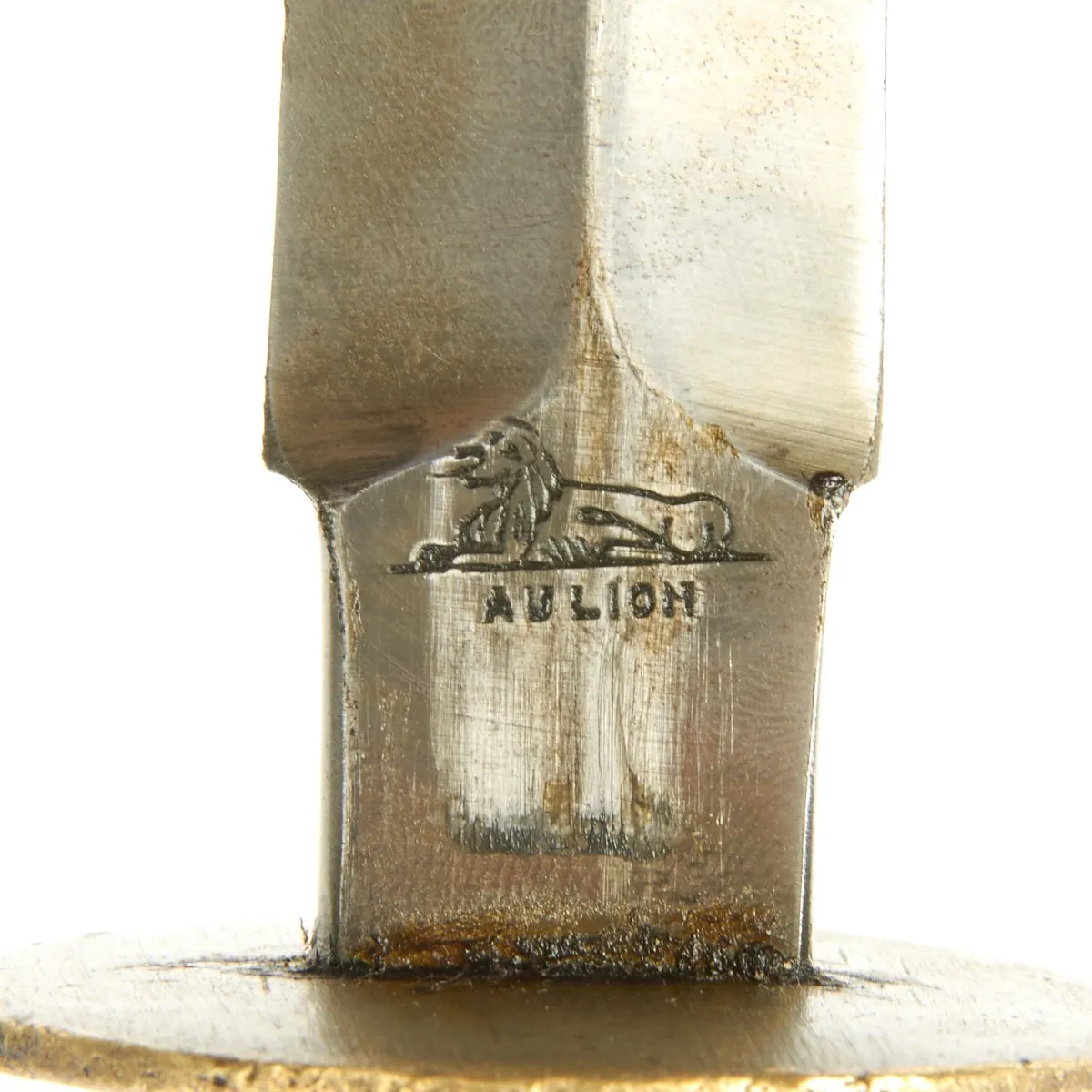 Original U.S. WWI Model 1918 Mark I Trench Knife by AU LION with Steel Scabbard - Very Good Condition