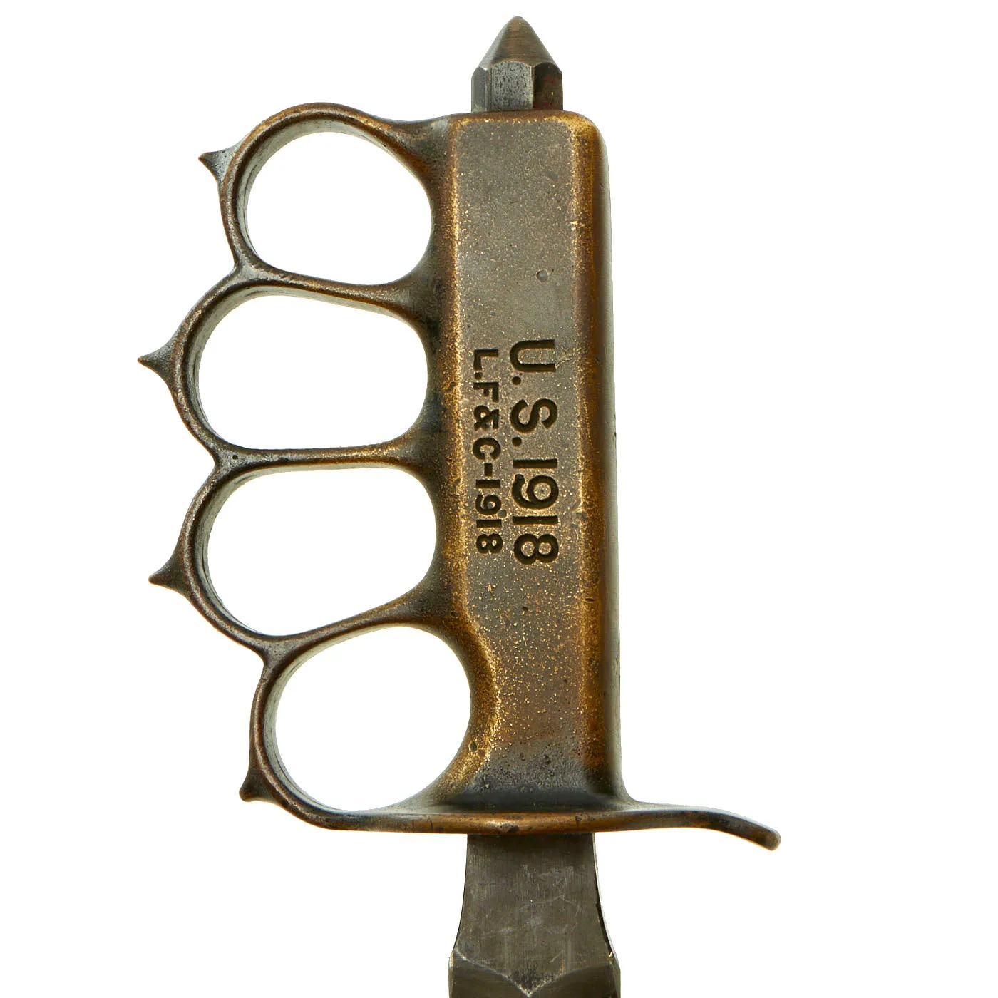 Original U.S. WWI Model 1918 Mark I Trench Knife by L. F. & C. with French Made Steel Scabbard