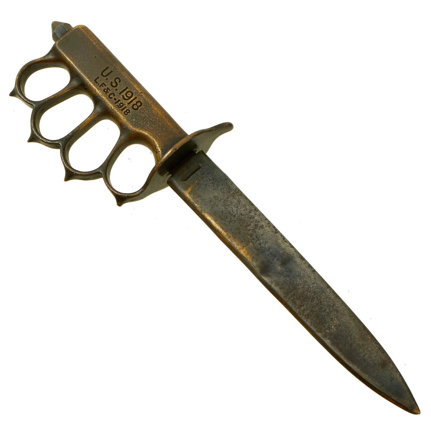 Original U.S. WWI Model 1918 Mark I Trench Knife by L. F. & C. with French Made Steel Scabbard