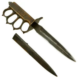 Original U.S. WWI Model 1918 Mark I Trench Knife by L. F. & C. with French Made Steel Scabbard
