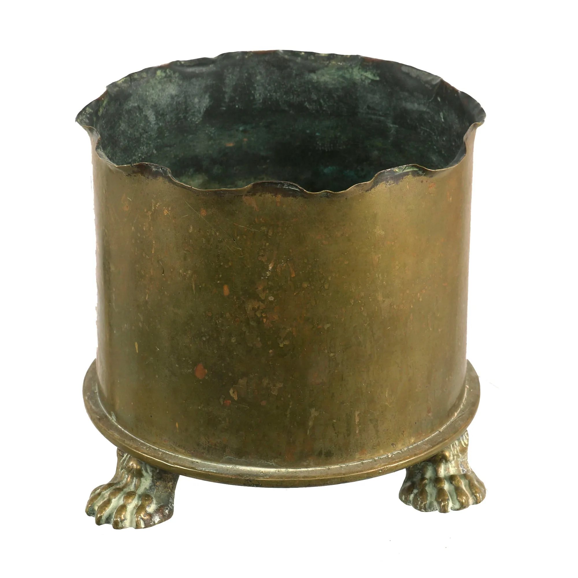 Original WWI U.S., British, and German Trench Art Brass Artillery Shell Casing Lot - 4 Items