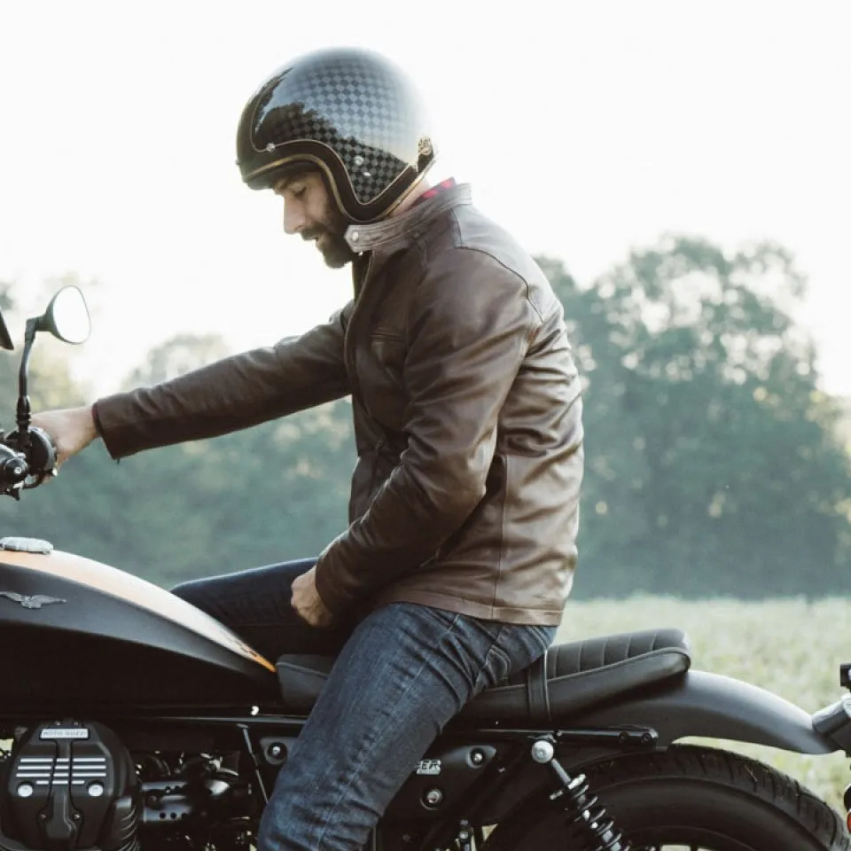 Thompson Leather Moto Jacket | Brown