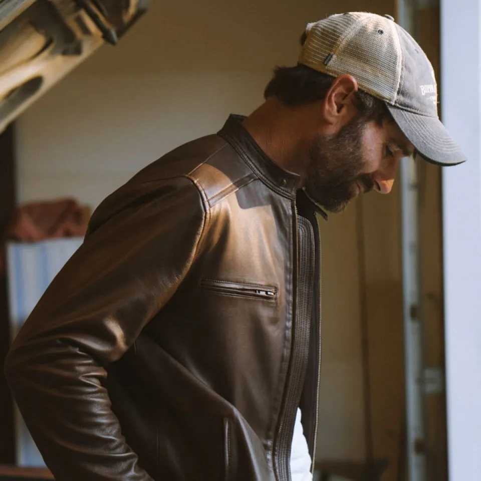 Thompson Leather Moto Jacket | Brown