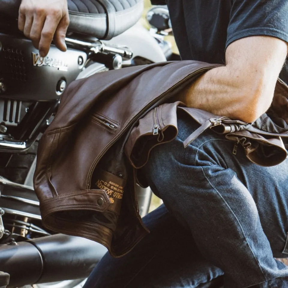 Thompson Leather Moto Jacket | Brown
