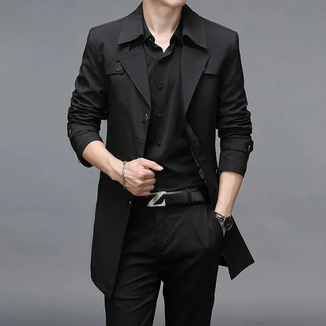 Wiaofellas Brand Spring Autumn Men Long Trench Coats Superior Quality Buttons Male Fashion Outerwear Jackets Windbreaker Plus Size